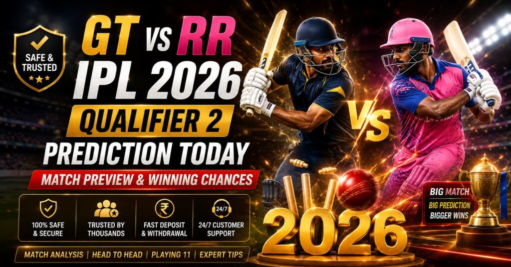 GT vs RR IPL 2026 Qualifier 2 prediction at PCA New Cricket Stadium by Cricbet99