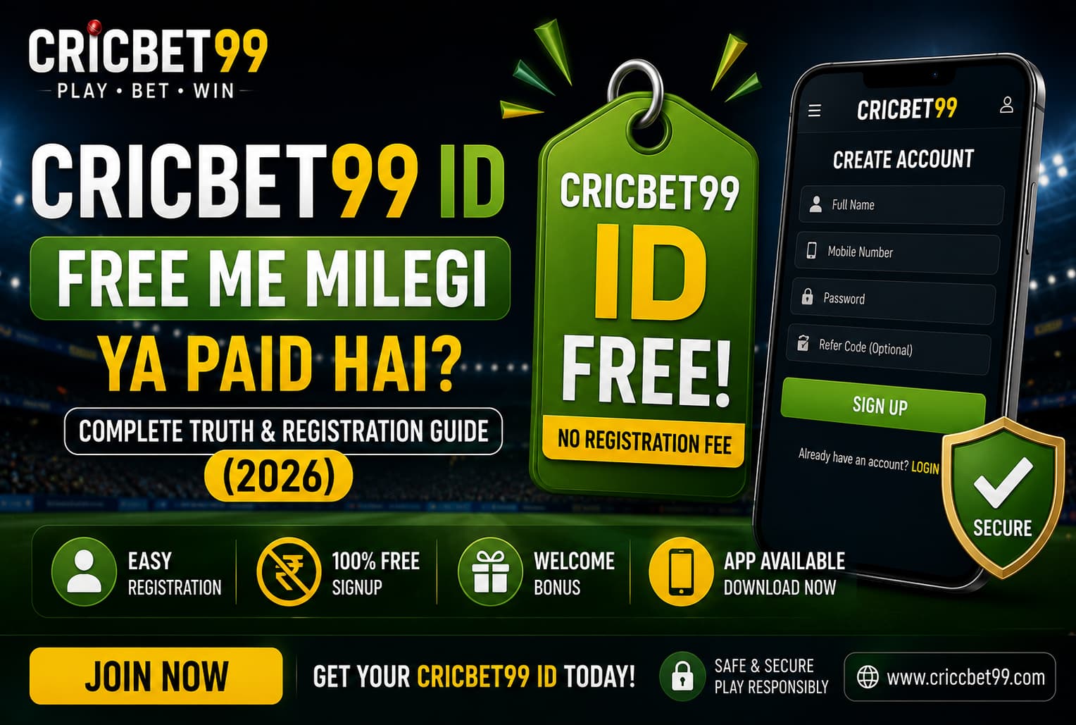 Cricbet99 ID free or paid registration guide for beginners in 2026