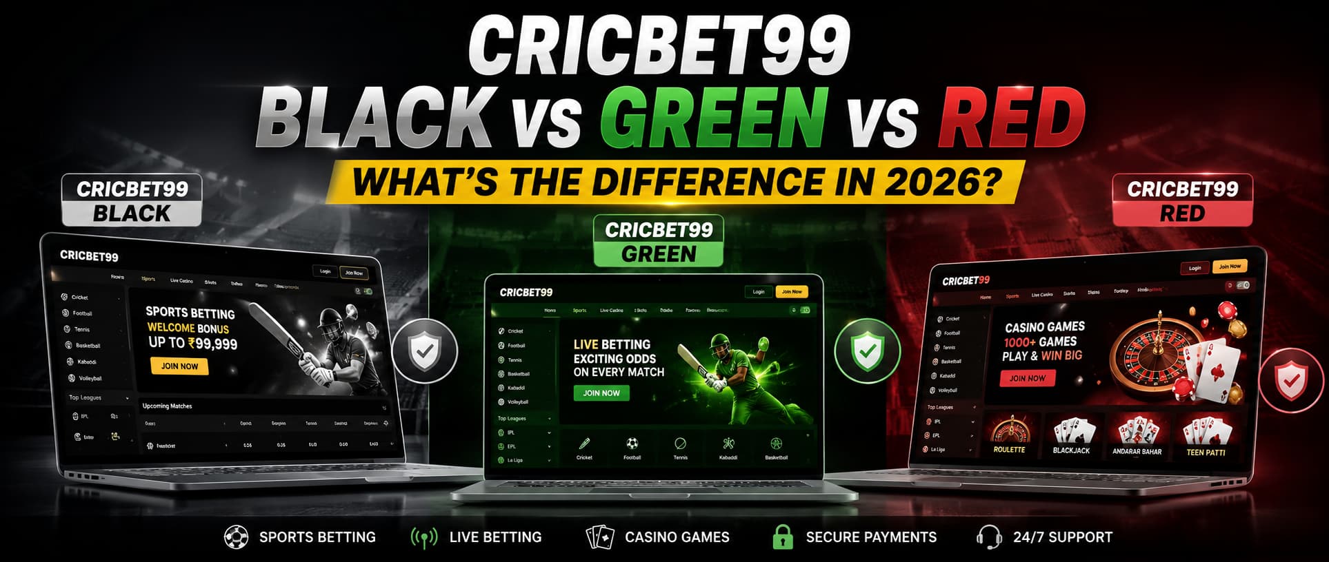 Cricbet99 Black vs Cricbet99 Green vs Red – What’s the Difference in 2026