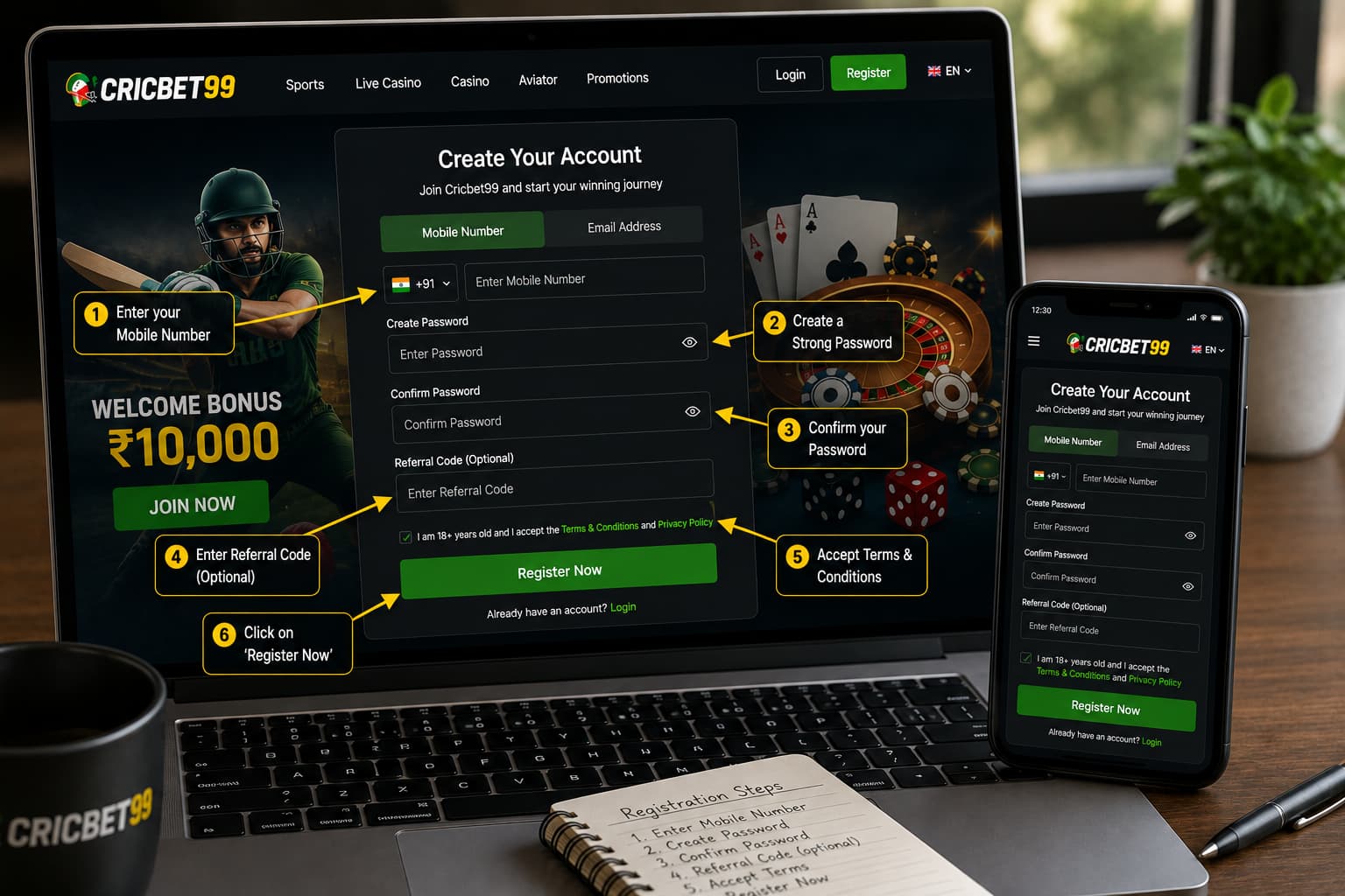Cricbet99 Registration form