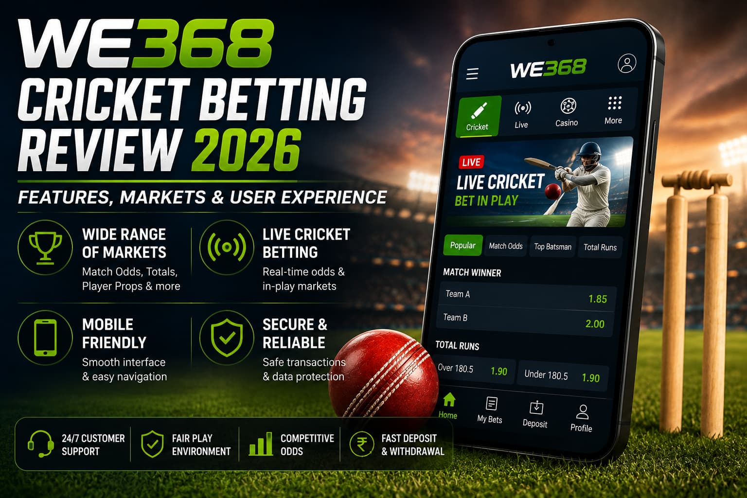 WE368 Cricket Betting Review 2026 Features, Markets & User Experience